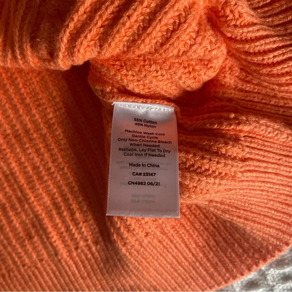 Talbots orange cotton blend crewneck sweater size Small